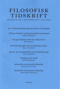 Lars Bergström (red.): Filosofisk tidskrift 3/2017: Filosofi i Göteborg