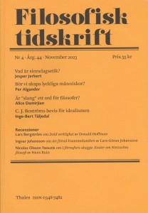 Jens Johansson (red.) og Olle Risberg (red.): Filosofisk tidskrift 4/2023