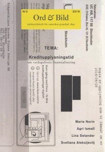 Ann Ighe (red.): Ord & Bild 2/2016: Kreditupplysningstid