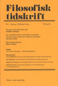 Jens Johansson (Red.) og Olle Risberg (red.): Filosofisk tidskrift 1/2023