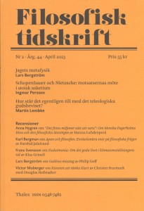 Jens Johansson (Red.) og Olle Risberg (red.): Filosofisk tidskrift 2/2023