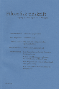  Lars Bergstrøm (red.): Filosofisk tidskrift, årgang 37 Nr 2/2016