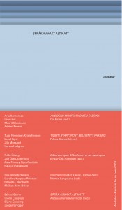 Andreas Vermehren Holm (red.), Eiríkur Örn Norðdal (red.), Morten Langeland (red.), Cia Rinne (red.), Felicia Stenroth (red.), jesper Brygger, Stinne Storm, Glenn Christian, Signe Gjessing, Hanna Hallgren, Jila Mossaed, Tuija Nieminen Kristofersson, Lars Häger, Maiken Horn Bolset, Erlend O. Nødtvedt, Siw-Anita Kirketeig, Arja Karhumaa, Maarit Mustonen, Lauri Hei, Adrian Perera, Haukur Ingvarsson, Fríða Ísberg, Jón Örn Loðmfjörð, Ásta Fanney Sigurðardóttir, Caroline Kaspara Palonen: Audiatur – Festival for ny poesi, 2018 – Bokpakke (5 bøker)
